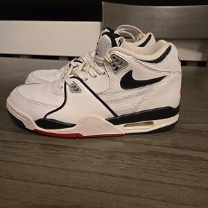 Nike Kids White and Black Sneakers with Red Accents